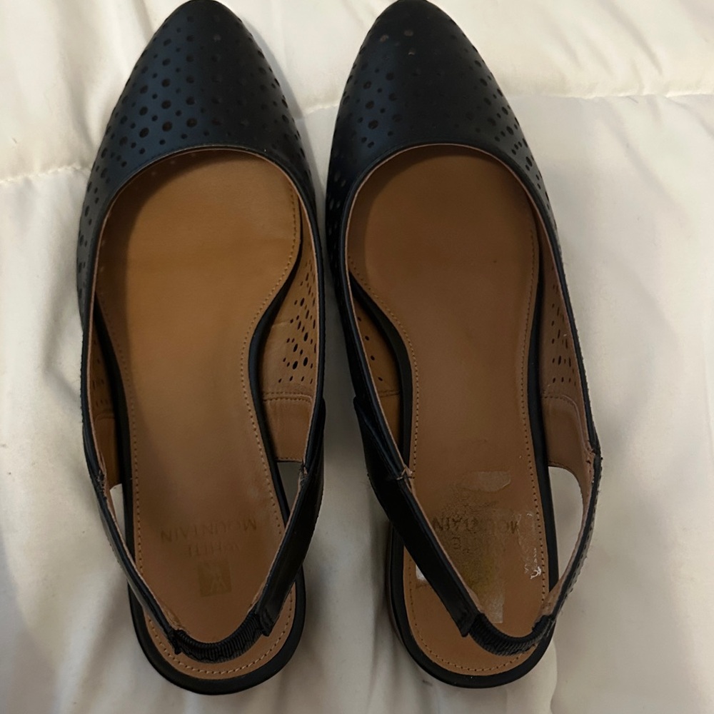 White Mountain Black Perforated Slingback Flats